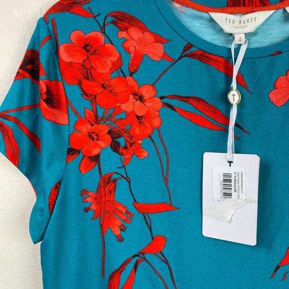 NWT Ted Baker Fantasia Fitted Tee Turquoise Size 4 - Picture 7 of 12